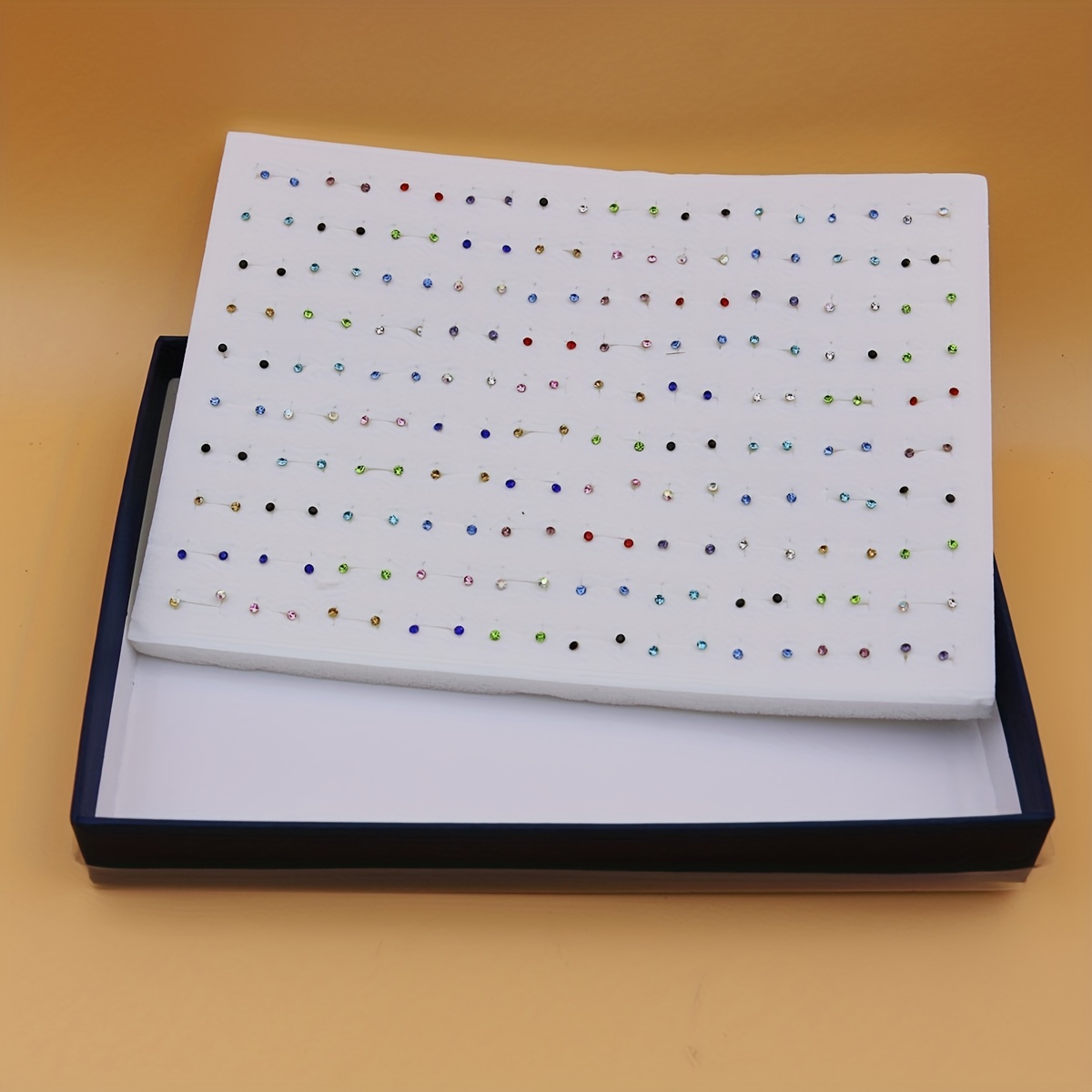 100 Pairs Colorful Rhinestones Plastic Glue Needle Earrings Set